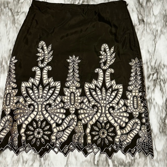 Alberto Makali Dresses & Skirts - Alberto Makali Brown Cream Open Work Lace Mandala Boho Chic Statement Skirt